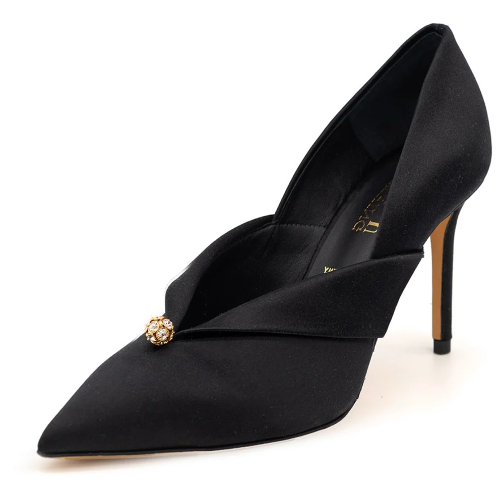Something Bleu- Selah Pointed Toe Pump Black Satin Women's 6B